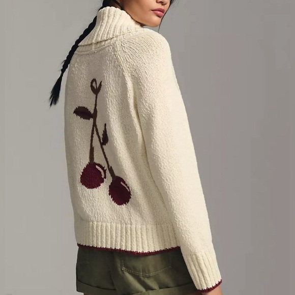 Anthropologie Maeve Cherry Cardigan Sweater - Picture 3 of 9